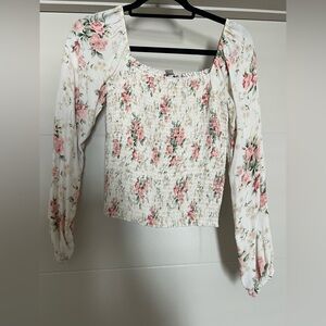 American Eagle Smocked Long Sleeve Blouse